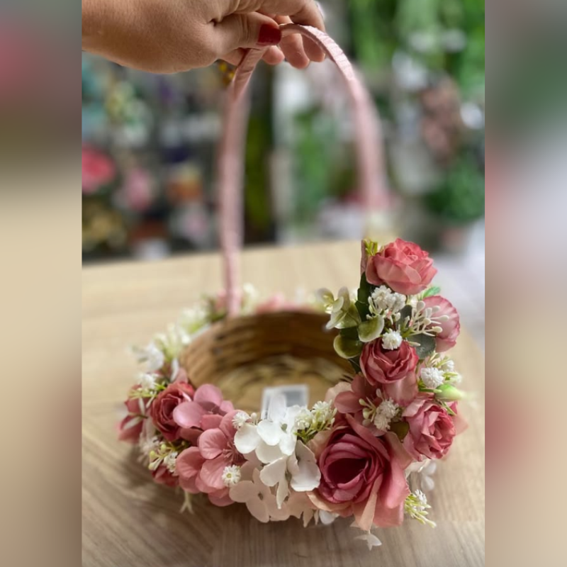 Cesta Decorada com Flores 45cm