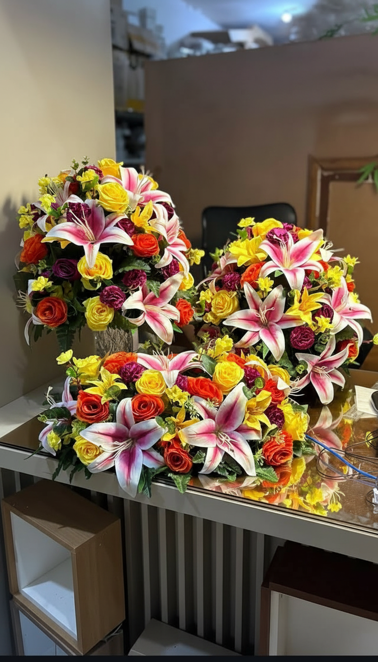 [KIT FLORAL] - Arranjo Bola 35 cm + Macarrão 40 cm